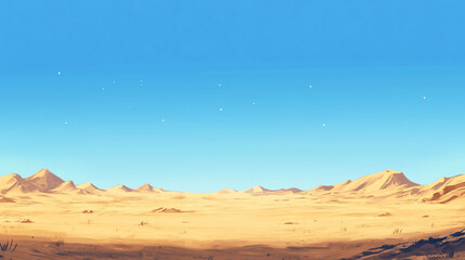 Fototapeta premium A vast desert with rolling golden dunes under a clear blue sky