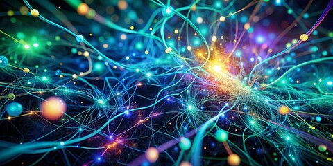 Obraz premium Abstract AI Background: Digital Neural Network Data Flow Visualization