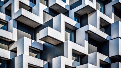 Abstract Black and White Geometric Block Architecture Background
