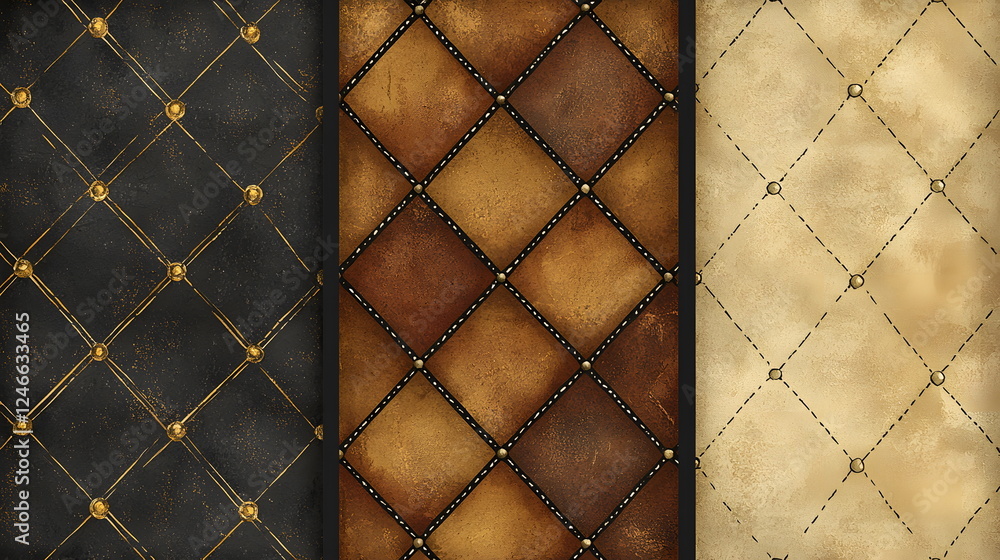 Poster elegant patterned textures with diamond shapes and contrasting colors on fabric