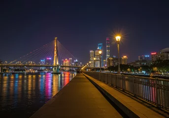 named bayi bridge in the night of shanghai china