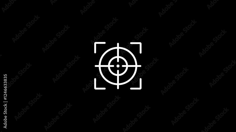 Poster aim target icon symbol animation.target outline icon. thin line sniper crossbars bold icon animation