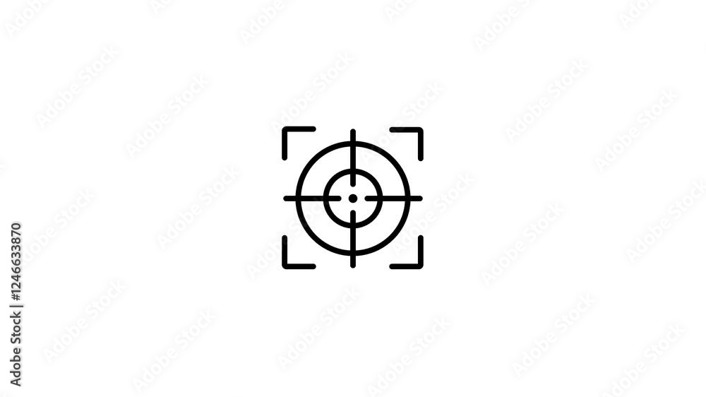 Poster aim target icon symbol animation.target outline icon. thin line sniper crossbars bold icon animation