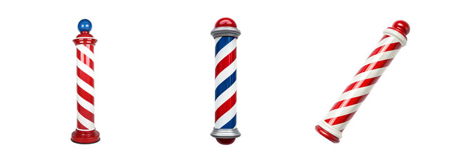 Fototapeta premium Barbershop Pole on White Background, Classic Sign, and Vintage Barber Shop Icon