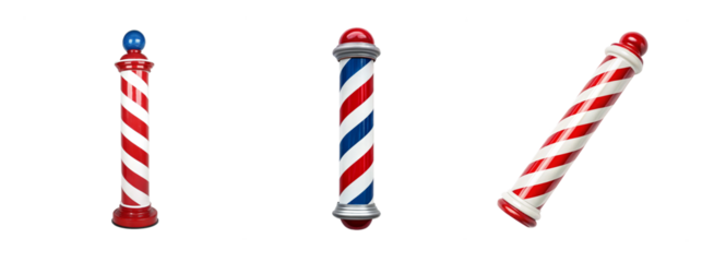 Barbershop Pole on White Background, Classic Sign, and Vintage Barber Shop Icon