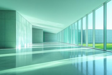 Fototapeta premium Modern Minimalist Architectural Space with Geometric Design Soft Natural Light and Decorative White Panels