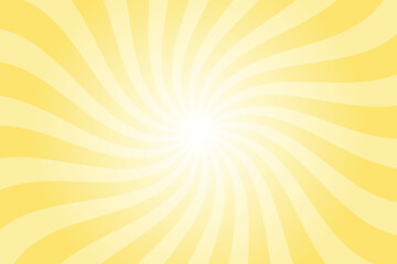 Fototapeta premium Abstract yellow background with rays retro starburst. Radial spiral stripes backdrop. Vintage sun beam texture. Sun rays pattern. Groovy retro swirl burst. Summer carnival background