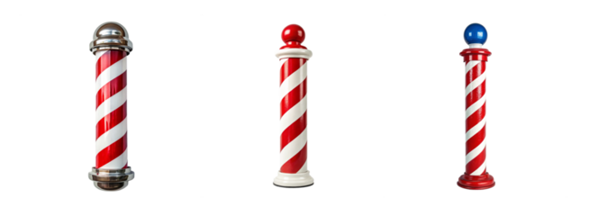 Barbershop Pole on White, Traditional Signage, and Iconic Barbershop Symbol
