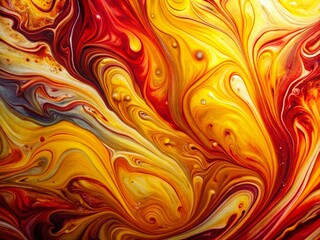 Abstract Colorful Swirling Marble Texture Background - Red & Yellow Fluid Art