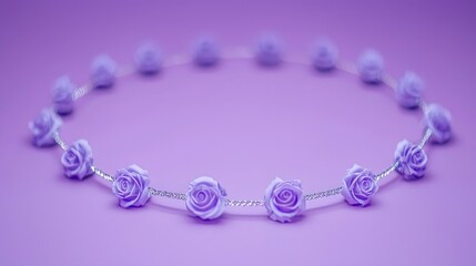 Obraz premium Delicate Lavender Rose Necklace on Soft Purple Background