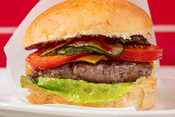 Closeup on fresh american classic hamburger
