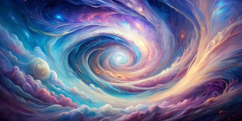 Fototapeta premium Swirling Cosmic Vortex in Vibrant Galaxy Colorful Space Scene