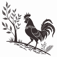 Creative animal icon Rooster vector illustration
