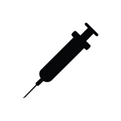 Syringe icon. Black Syringe silhouette vector illustration isolated on white background.