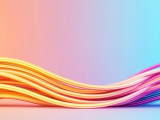 Minimal composition of glowing fiber optic cables gently bending in harmony