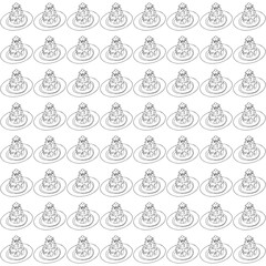 Big cake decorated with icing. Seamless pattern. Doodle style.