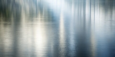 Serene Reflection of Trees and Light on Calm Water Surface
