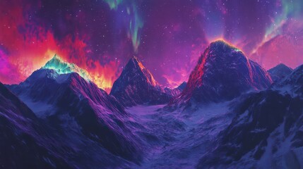 Vibrant Aurora Over Majestic Mountains