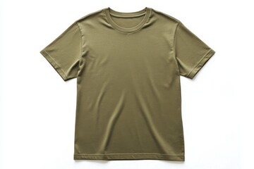Naklejka premium Olive green t-shirt mockup with realistic lighting on a clean white background for design presentations