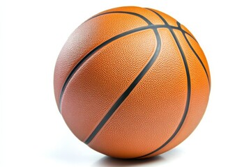 Fototapeta premium Professional basketball isolated on white background showcasing sharp details and realistic lighting in studio setting