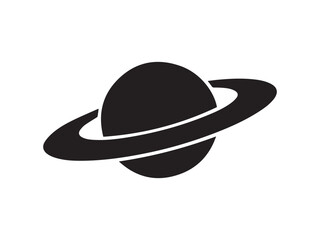 Planet with rings icon. Black Planet with rings silhouette vector illustration isolated on white background.