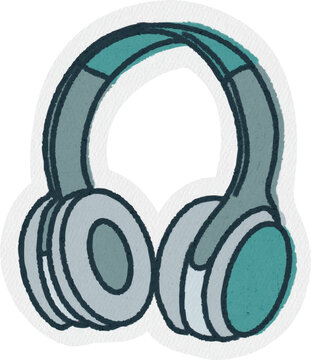 Ic&ocirc;ne dessin logo casque musique &eacute;couteur bleu