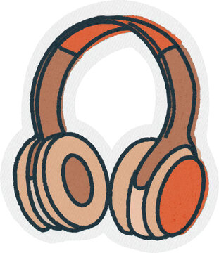 Ic&ocirc;ne dessin logo casque musique &eacute;couteur orange