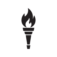Torch icon. Black Torch silhouette vector illustration isolated on white background.