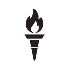 Torch icon. Black Torch silhouette vector illustration isolated on white background.
