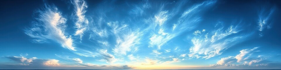 Obraz premium Tranquil Blue Sky and Fluffy White Clouds in a Scenic Panorama