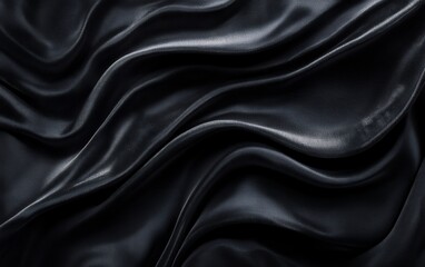 Obraz premium Dynamic black fabric with soft drapes and rich texture for luxurious interior design