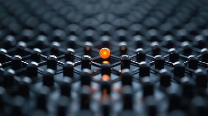 Obraz premium Single glowing dot surrounded by minimalist molecular structures