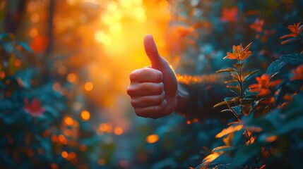 Close-up of a Woman's Hand Giving a Thumbs Up Indicating Approval and Positivity