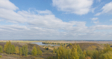 Beautiful landscape with a river and trees