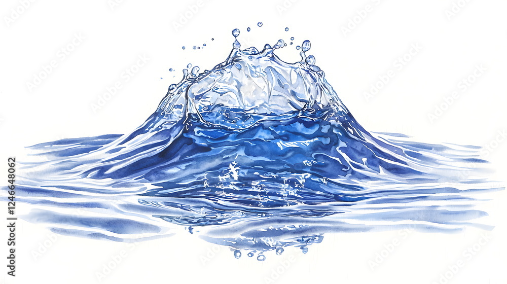Poster rising water splash creating a beautiful wave effect with a clear, transparent background