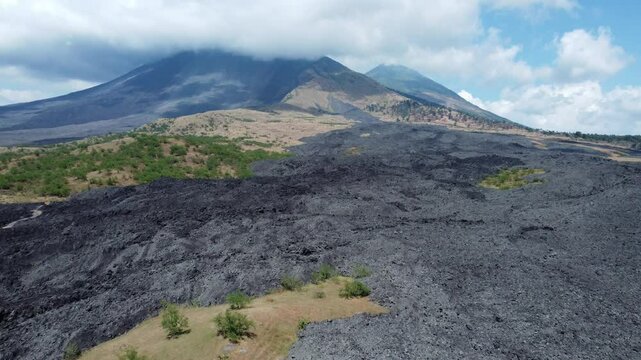 Petrified lava from Pacaya volcano on a cloudy day