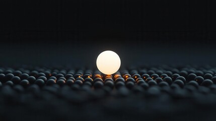Single glowing dot surrounded by minimalist molecular structures
