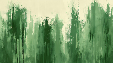 Fototapeta premium Emerald Verdant Abstract Brushstroke Waterfall of Color Textured Backdrop Painting Illustration on Canvas Texture