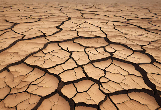 high-resolution parched desert floor with deep crevices
