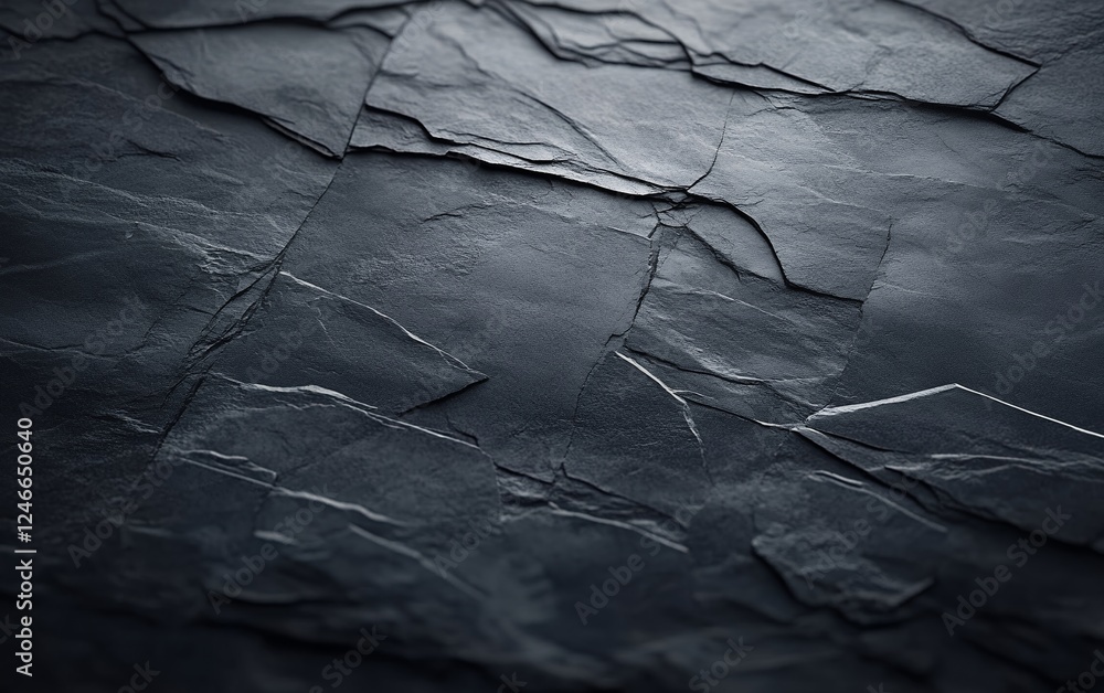 Poster abstract black slate rock texture with natural cracks and rugged surface for design projects and bac
