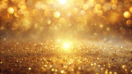 Shimmering Golden Bokeh Effect with Sparkling Light Glow Background