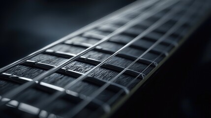 Close-Up of Guitar Strings Being Plucked, Capturing Vibrations and Intricate Details of the Instrument's Fretboard