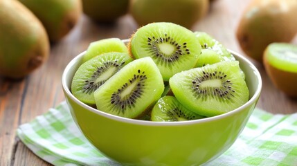 Refreshing Bowl of Sliced Kiwis