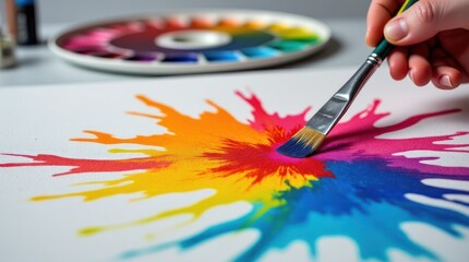 Obraz premium Exploring Vibrant Creativity With Colorful Paint Splatters on Canvas