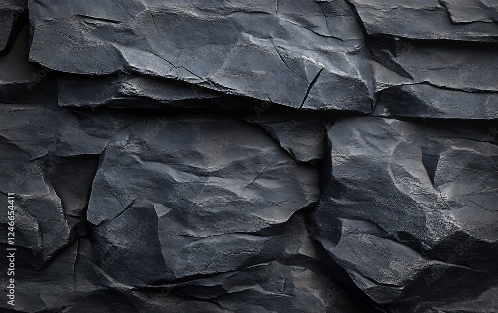 Poster layered dark rock texture featuring sharp edges and a rugged surface ideal for industrial and modern