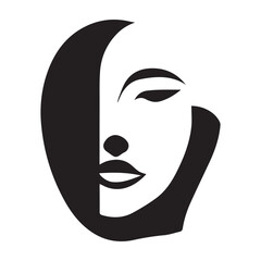 Elegant Black and White Woman's Face Silhouette - International Women’s Day March 8