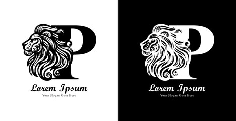 The logo design is in the shape of a lion's head with a side view combined with the letter P