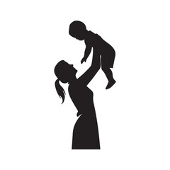Loving Mother Holding Baby in Silhouette Design - International Women’s Day March 8