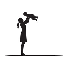 Loving Mother Holding Baby in Silhouette Design - International Women’s Day March 8