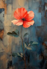 Vintage delicate flowers on a blue background.